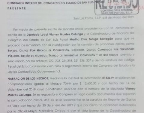 Ciudadanos Observando presenta denuncia contra diputada Vianey Montes