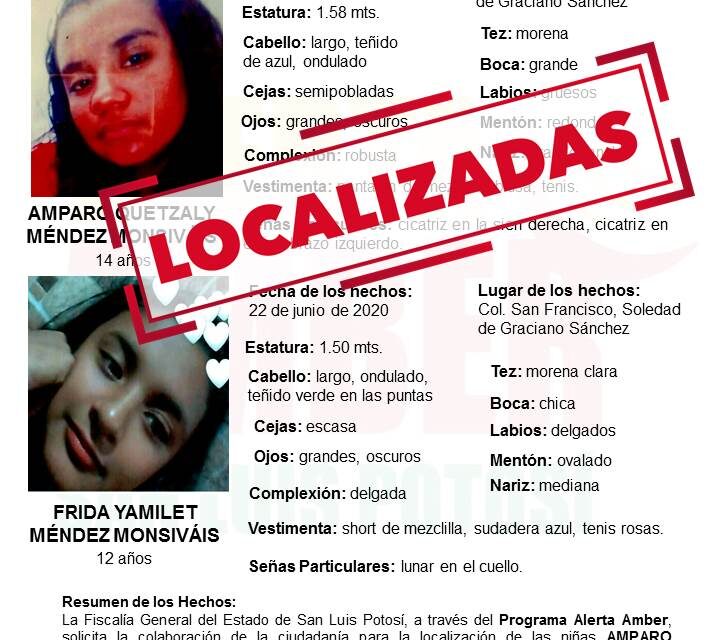Desactivan Alerta Amber de dos hermanas en SLP