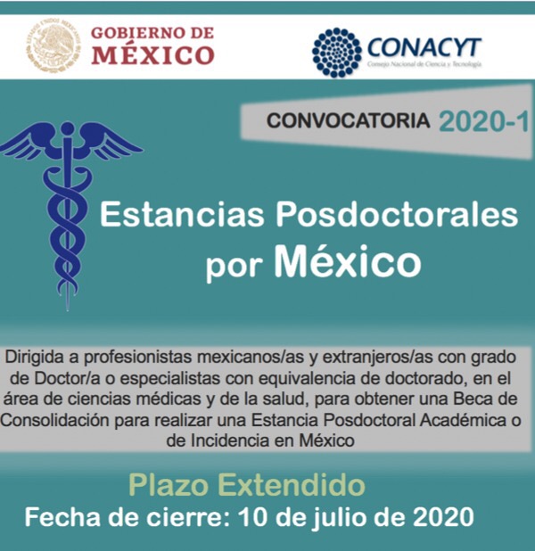 Se extiende el plazo para doctorado se estancias posdoctorales por México.